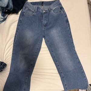 wide leg dark wash jeans